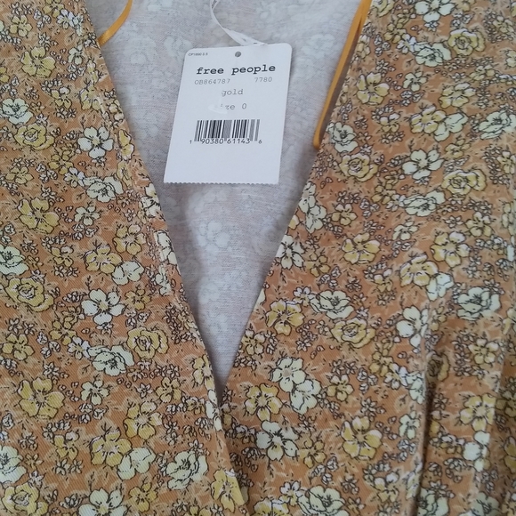 Free People Gold Floral Button Up Mini Dress - Picture 7 of 9